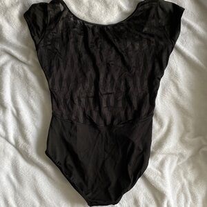 Elegant Black Textured Leotard